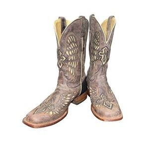 CORRAL Vintage Winged Cross Distressed Leather Western Cowboy Boots | Size 9D